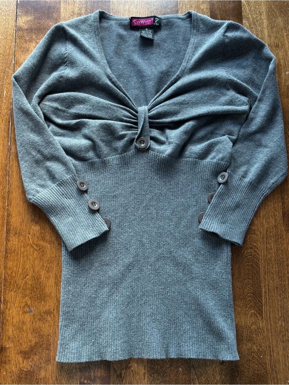 Y2K “say what?” Knit top